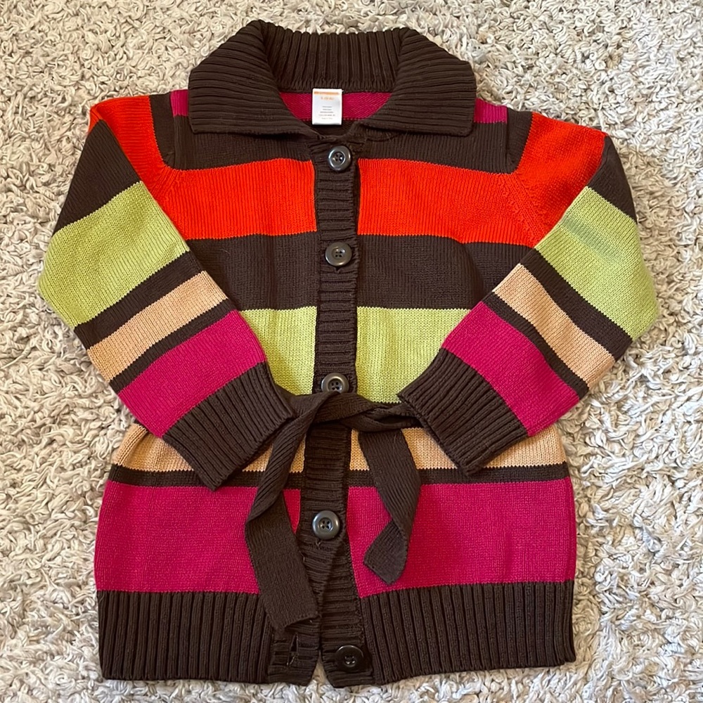 2010 Gymboree Outlet “Fall Homecoming” Striped Belted Cardigan, Size S (5-6)